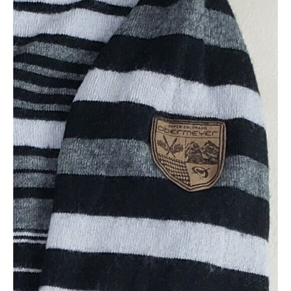Obermeyer Merino Wool Blend Sweater Womens Large Gray Striped Ski Pullover - Picture 3 of 9